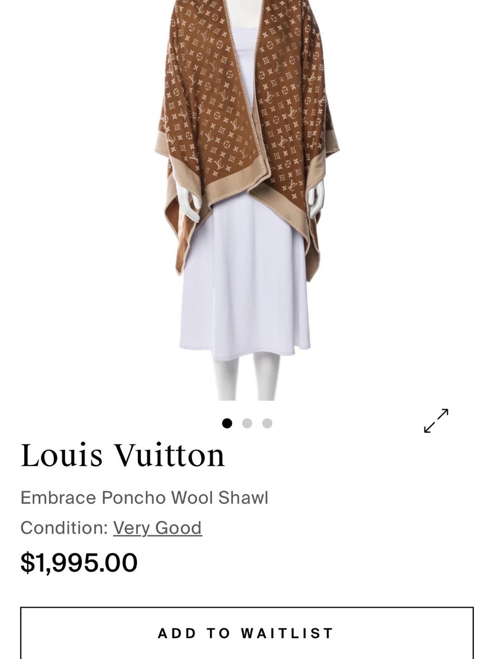 Louis Vuitton Monogram Shawl in Brown and Cream